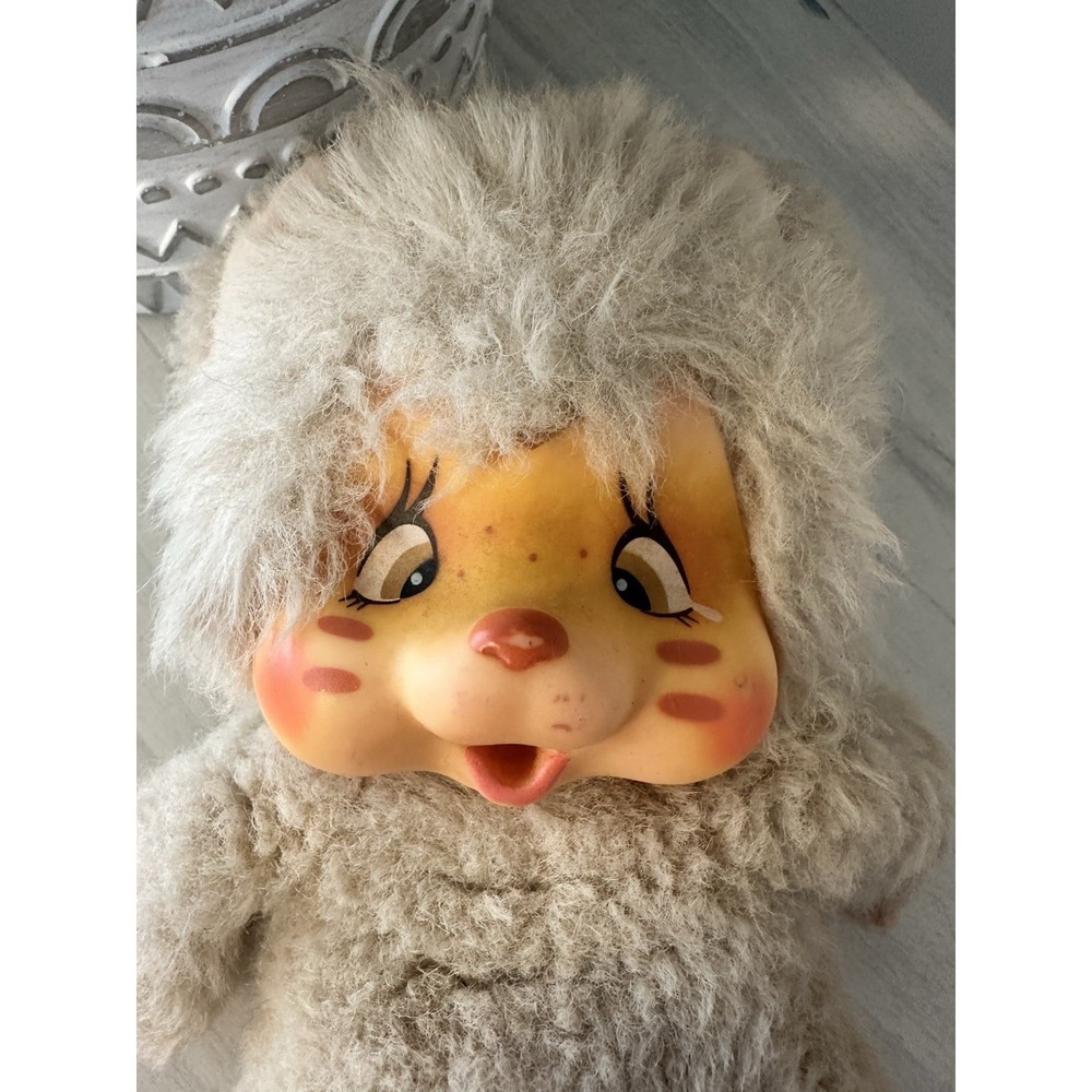 Vintage 1979 Nyamy Washino Monchhichi Vanilla Kitty Brown Eyes 7"